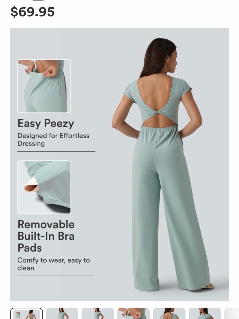 HALARA Mint Wide-Leg Jumpsuit with Twist Back